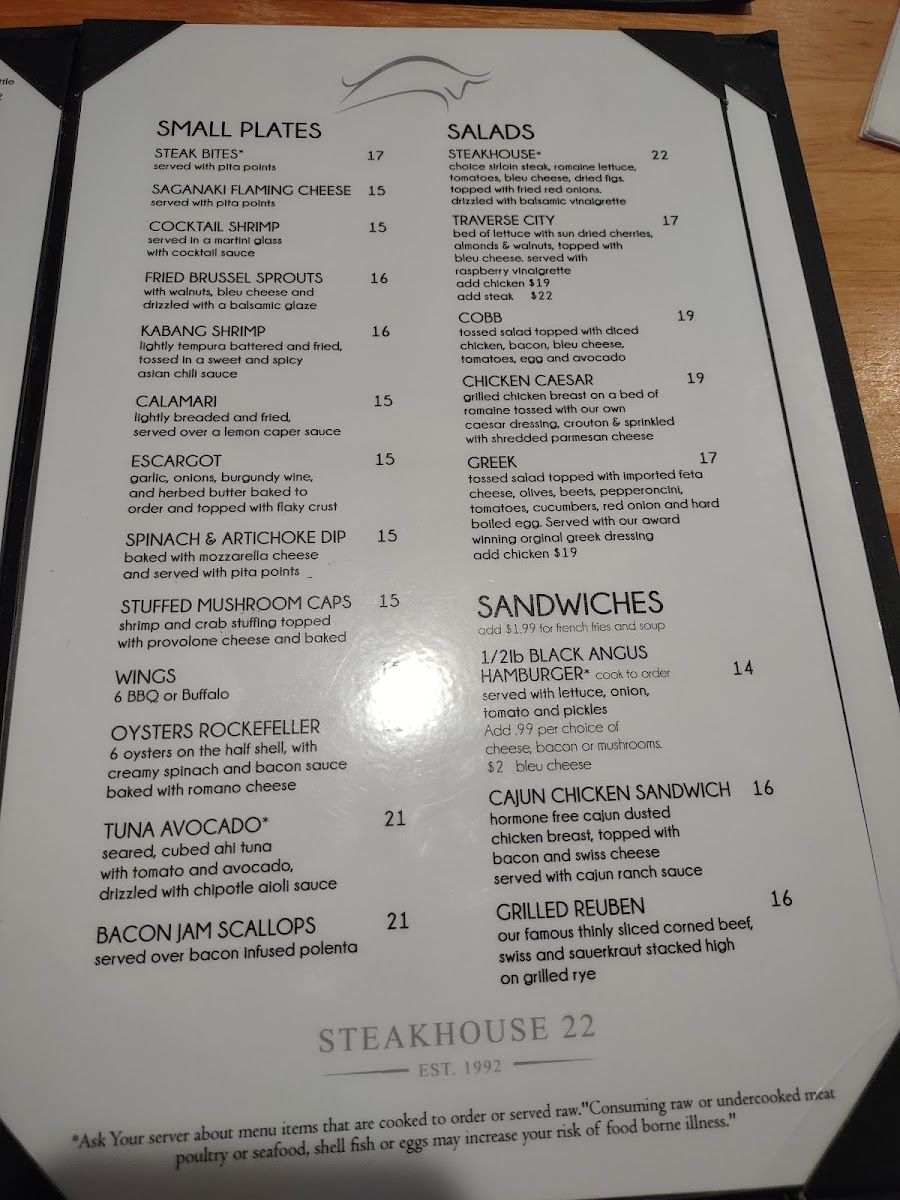 Menu Steakhouse 22-2