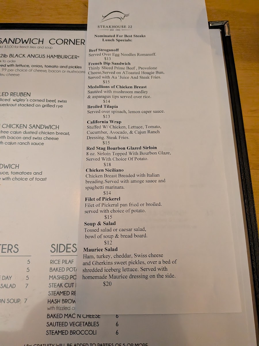 Menu Steakhouse 22-5