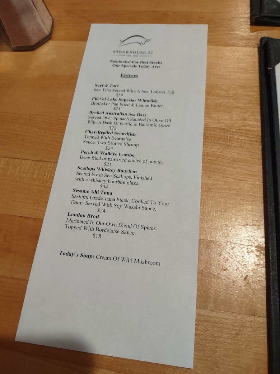 Menu Steakhouse 22-8